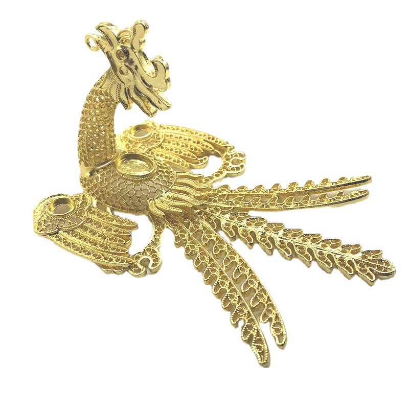 diy Jewelry Accessories Electrophoresis Color-preserving Imitation Cast Copper New Ming Dynasty Palace Step Phoenix Hairpin Hair Accessories Material