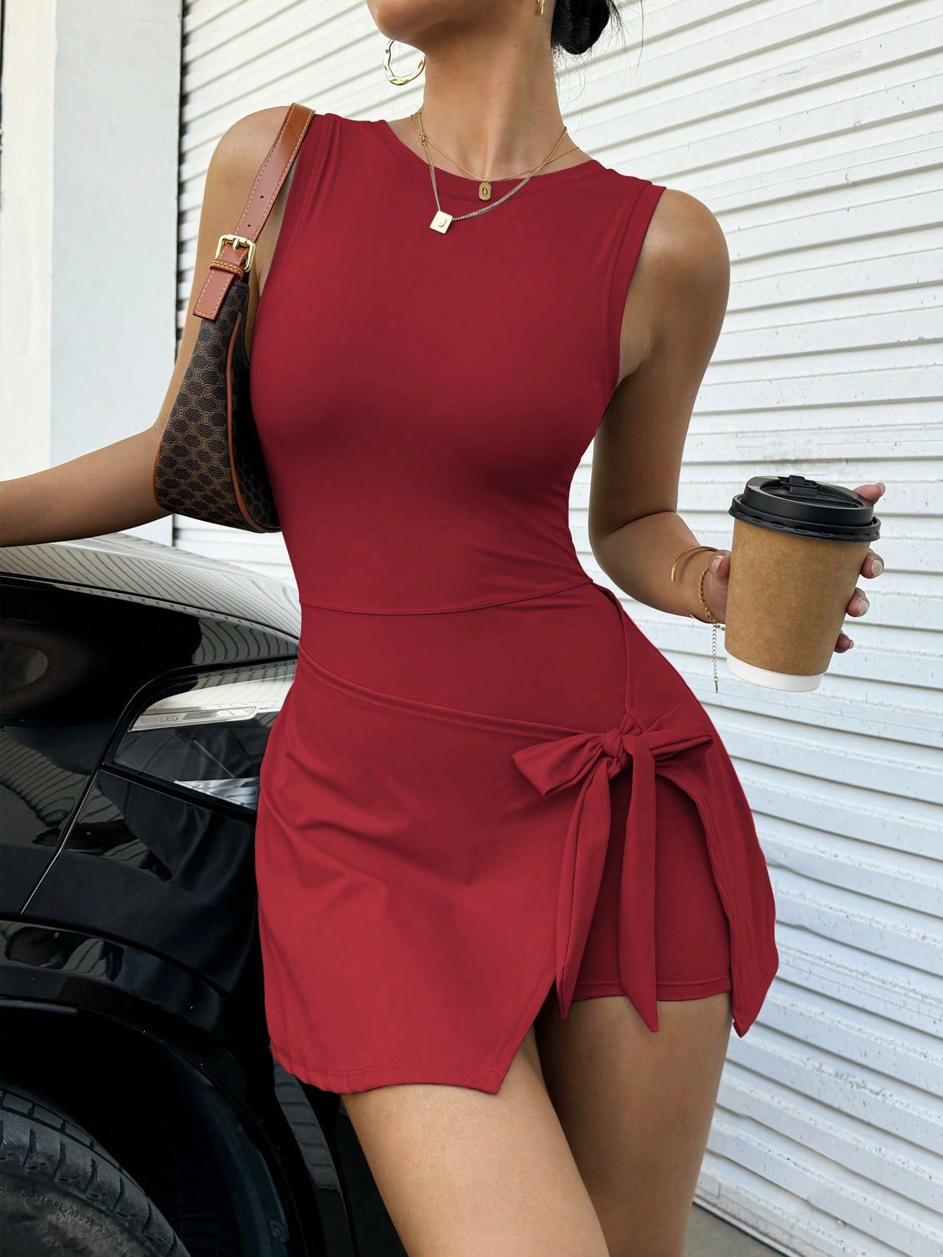 2025 European and American Fake Two-Piece Anti-Exposure Tight One-Piece Tennis Skirt Slimming Look Casual Beautiful Back Yoga Dress Pants for Women