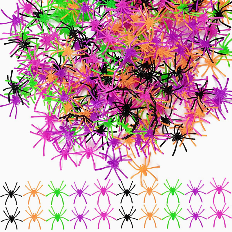Halloween Plastic Small Spider Colorful Artificial Spider Decoration Spider Cotton Accessories Scene Atmosphere Layout Props