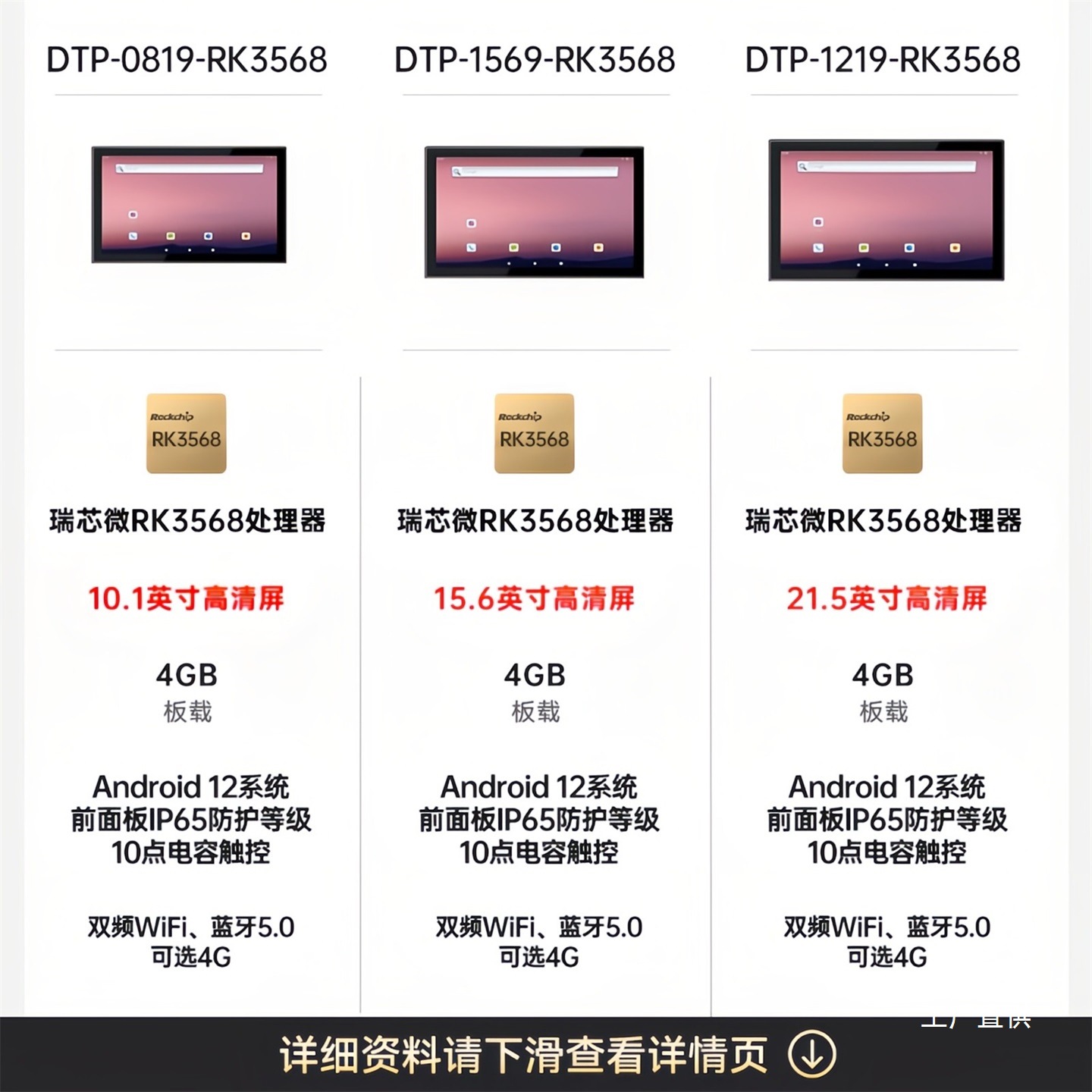 Dongtintech Dongtian 10.1inch Domestic Three-Proof Industrial Tablet Rk3568 Android 12/Win