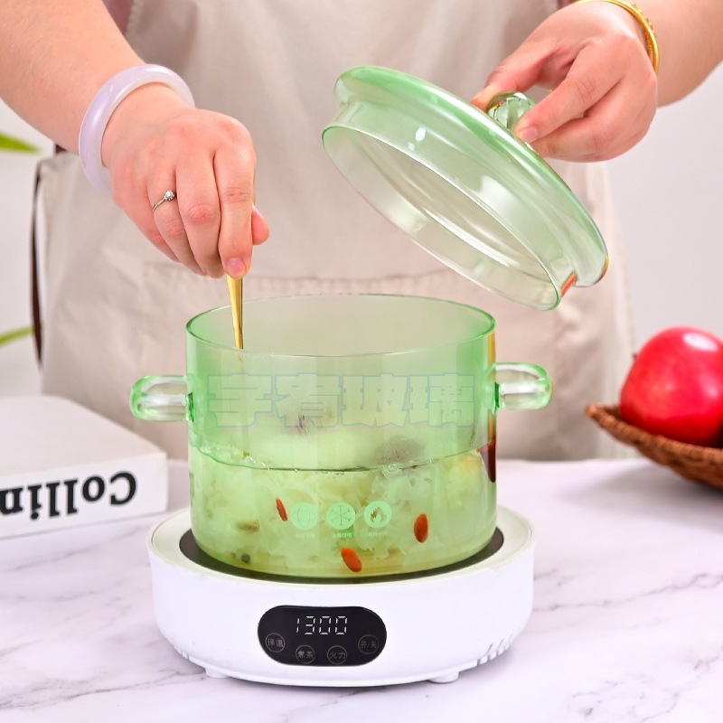 Heat-Resistant Household Noodle Cooking Pot, High Borosilicate Glass, Simple Electric Ceramic Stove Heating, Stew Noodle Cooking Pot, Thickened Soup Pot