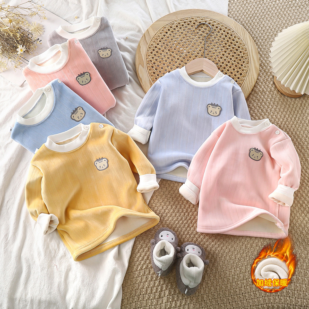 Теплая кофта для детей, осень-зима, флисовая, длинный рукав