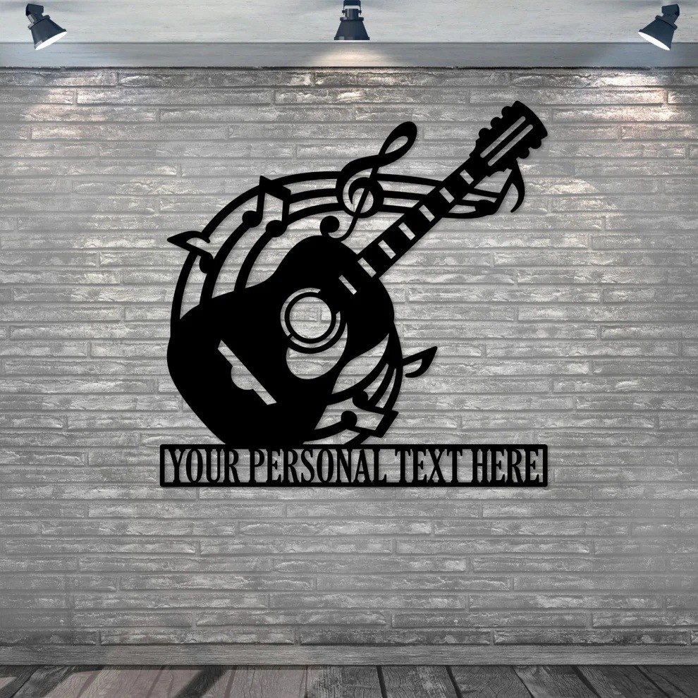 Персонализированная металлическая табличка с именем гитары, декор для музыкальной комнаты