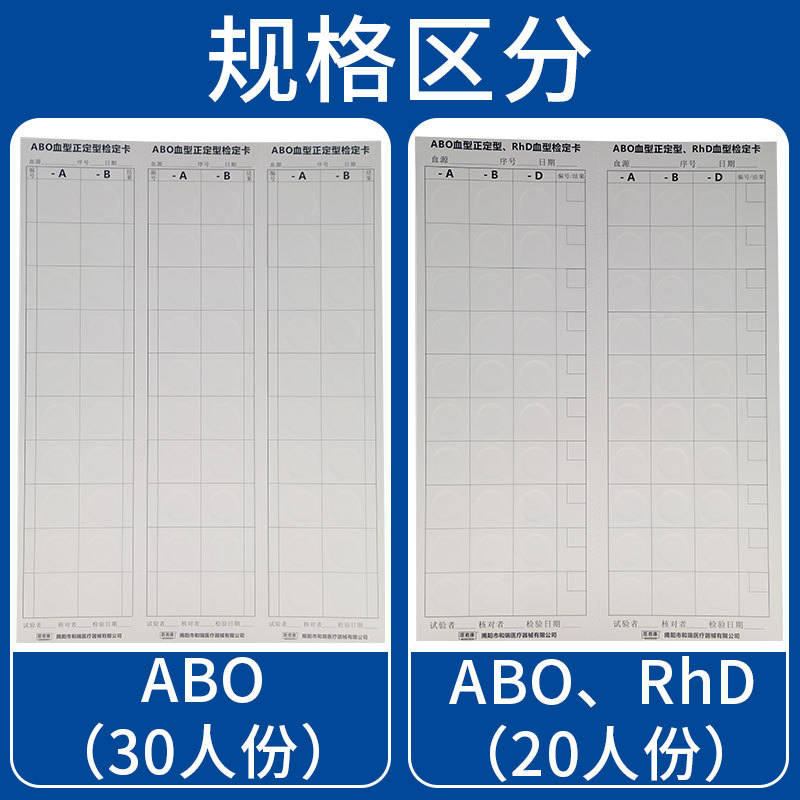 Abo Blood Type Identification Card, Blood Type Test Paper Card, Wholesale (Free Shipping)