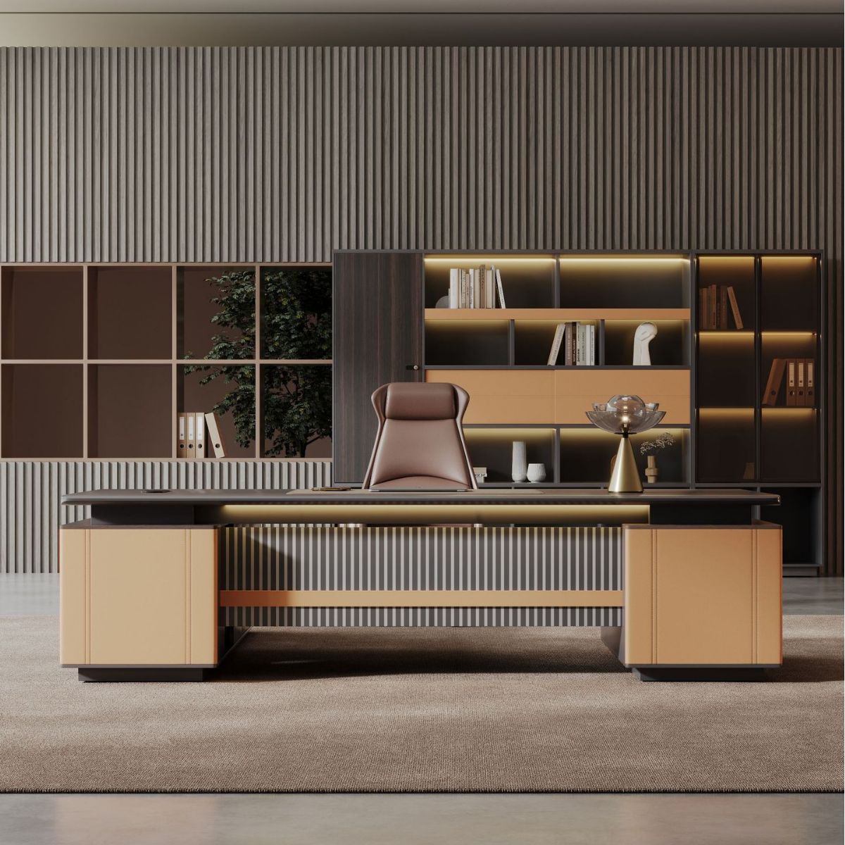 Foshan Office furniture boss table simple modern light luxury chairman Office Office Office office desk office table and chair combination