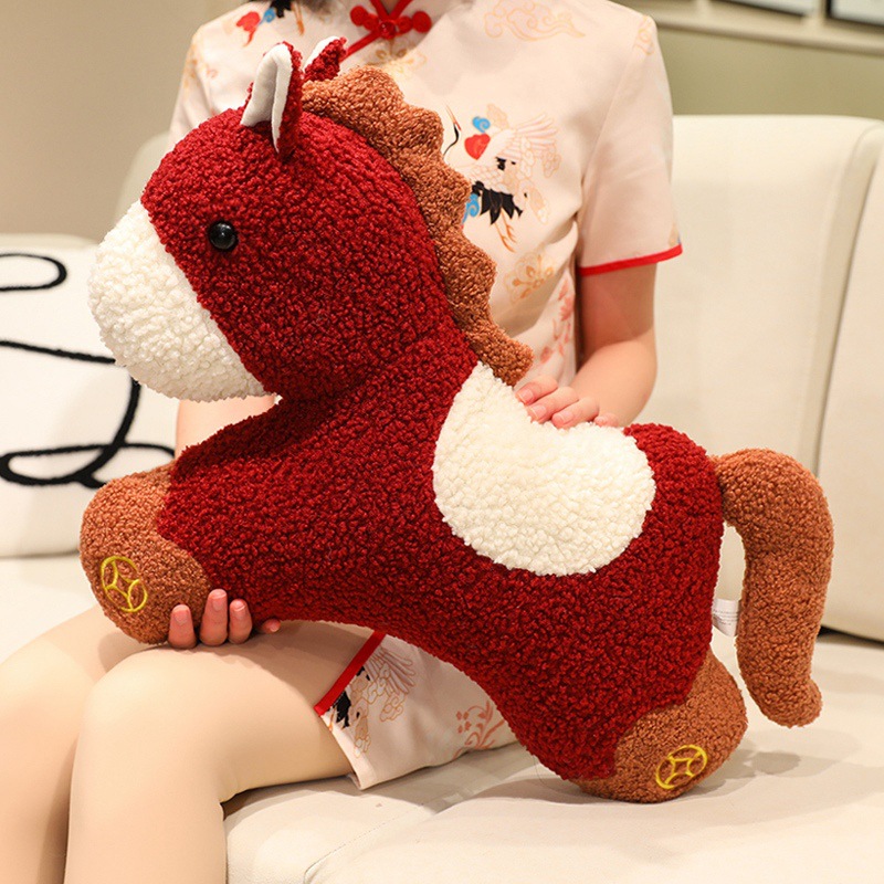 Кукла-талисман 2026 года Лошади в китайском стиле, мягкая игрушка, подарок на мероприятие, украшение для весеннего фестиваля, подушка-орнамент