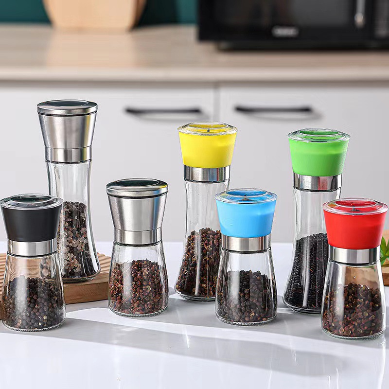 Wholesale Japanese Manual Household Stainless Steel Pepper Grinder Glass Kitchen Supplies Artifact Seasoning Jar Portable