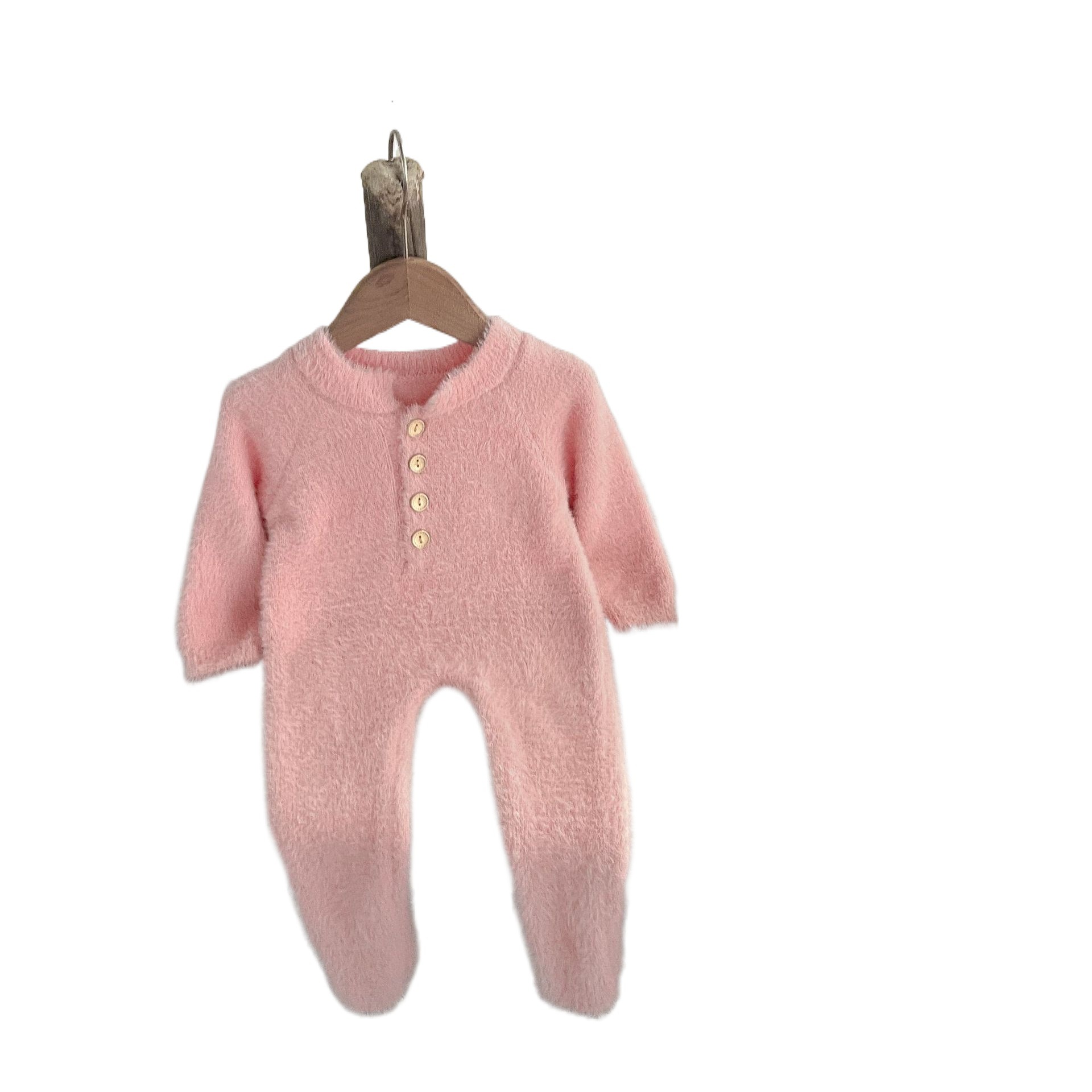 Online celebrity ins baby winter jumpsuit baby 100 days clothes mink velvet cute bear bag foot romper out