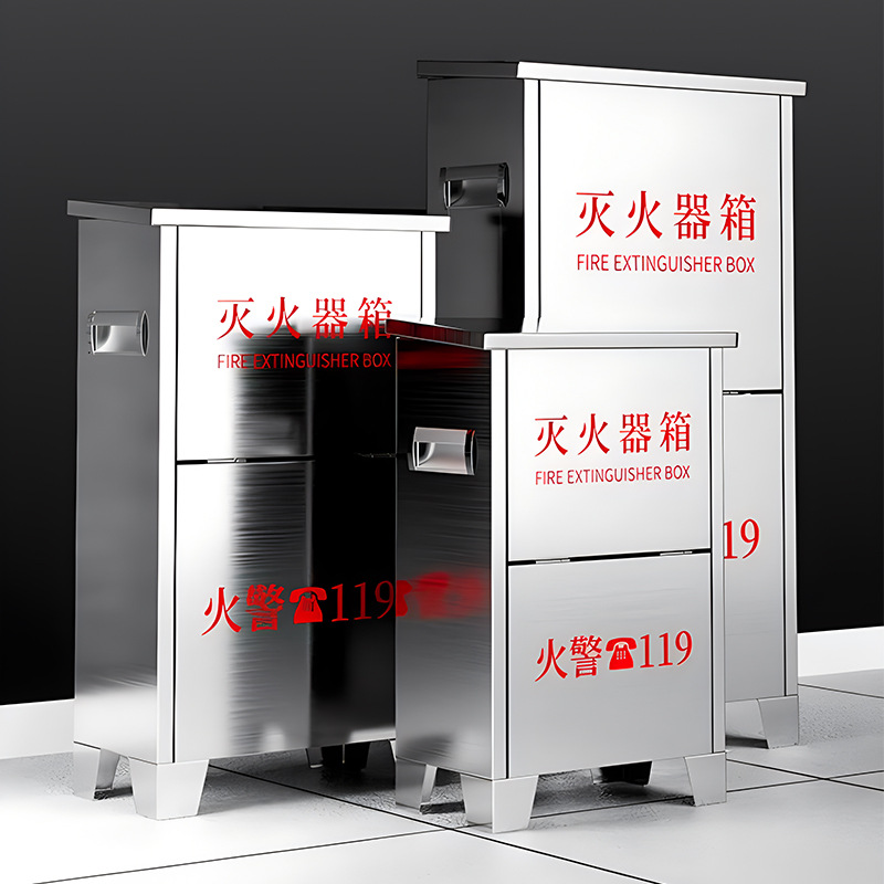 304 stainless steel fire extinguisher box 8kg * 2 fire box floor-type dry powder fire box 4kg * 2 fire extinguisher box