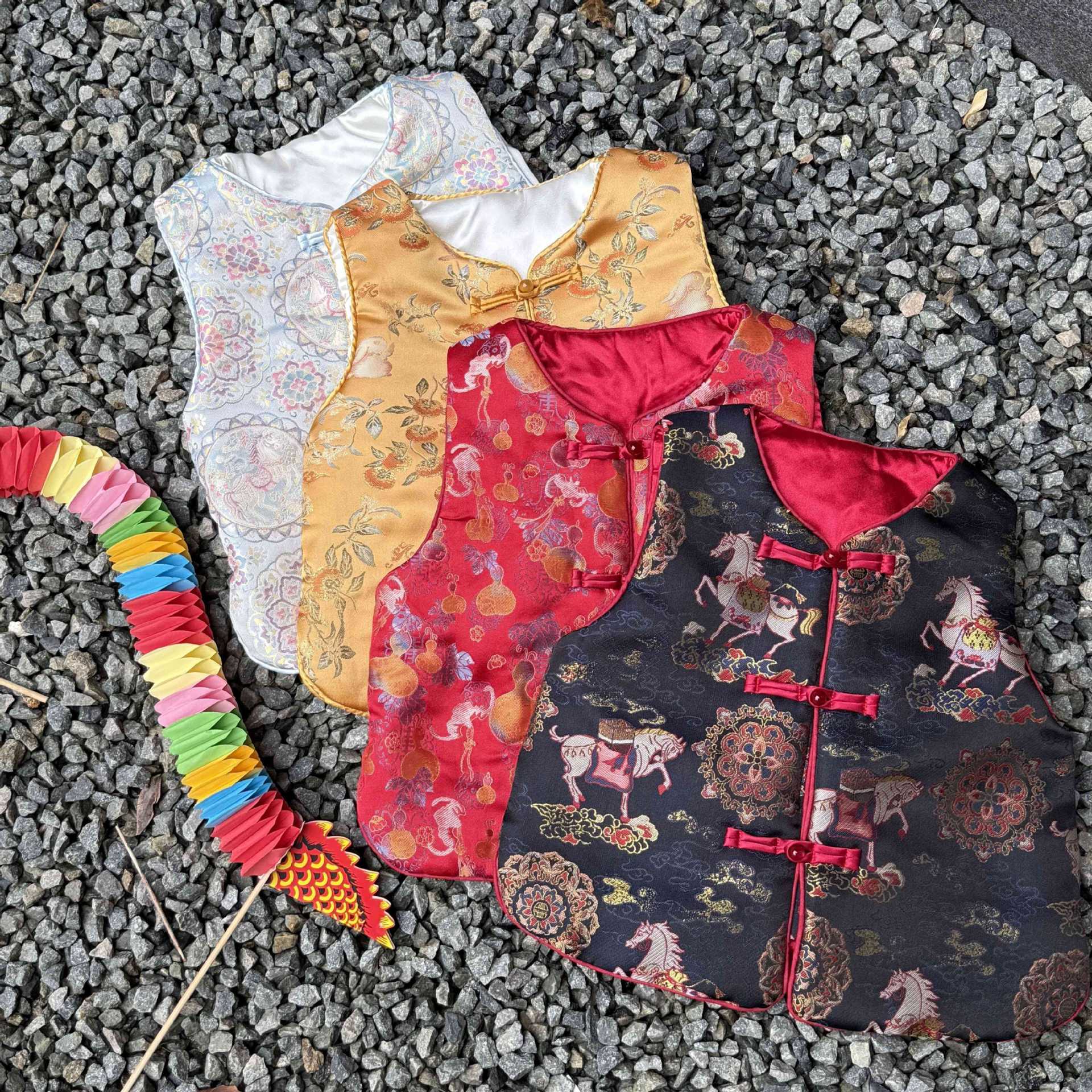 New New Year's Clothing Vest, One-Year-Old Dress, New Chinese Style Imitation Song Brocade Double-Breasted Parent-Child Vest