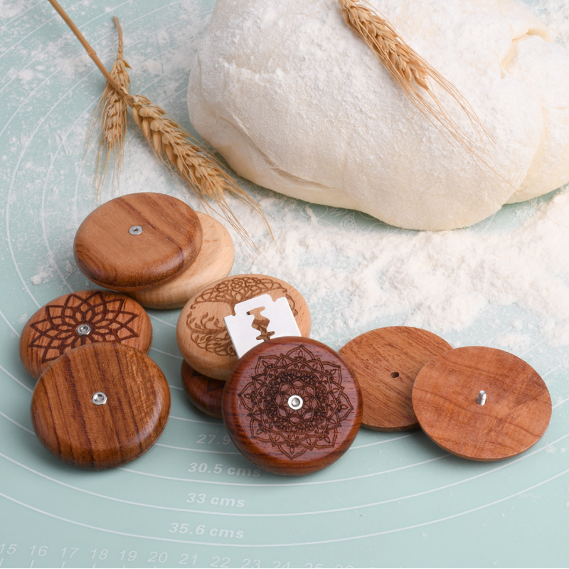 Rosewood UFO bread cutter baking European style French stick portable round soft European bag knife bread repair knife