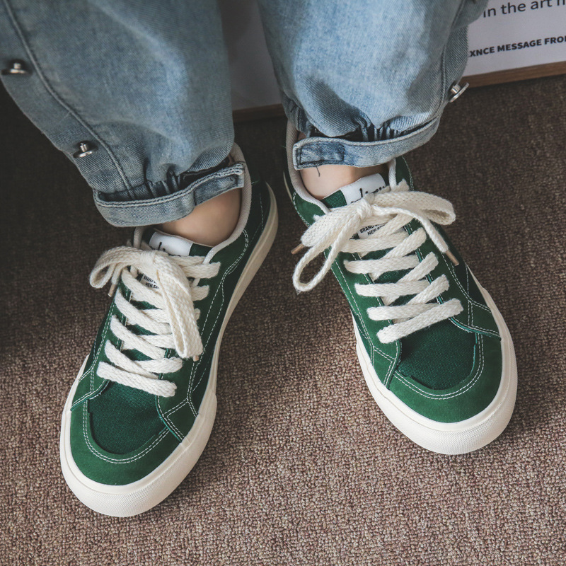 Vasibaen 2023 New Ins Sneakers Flats Canvas Shoes Men's Summer Versatile White Shoes Korean Style Student Laces