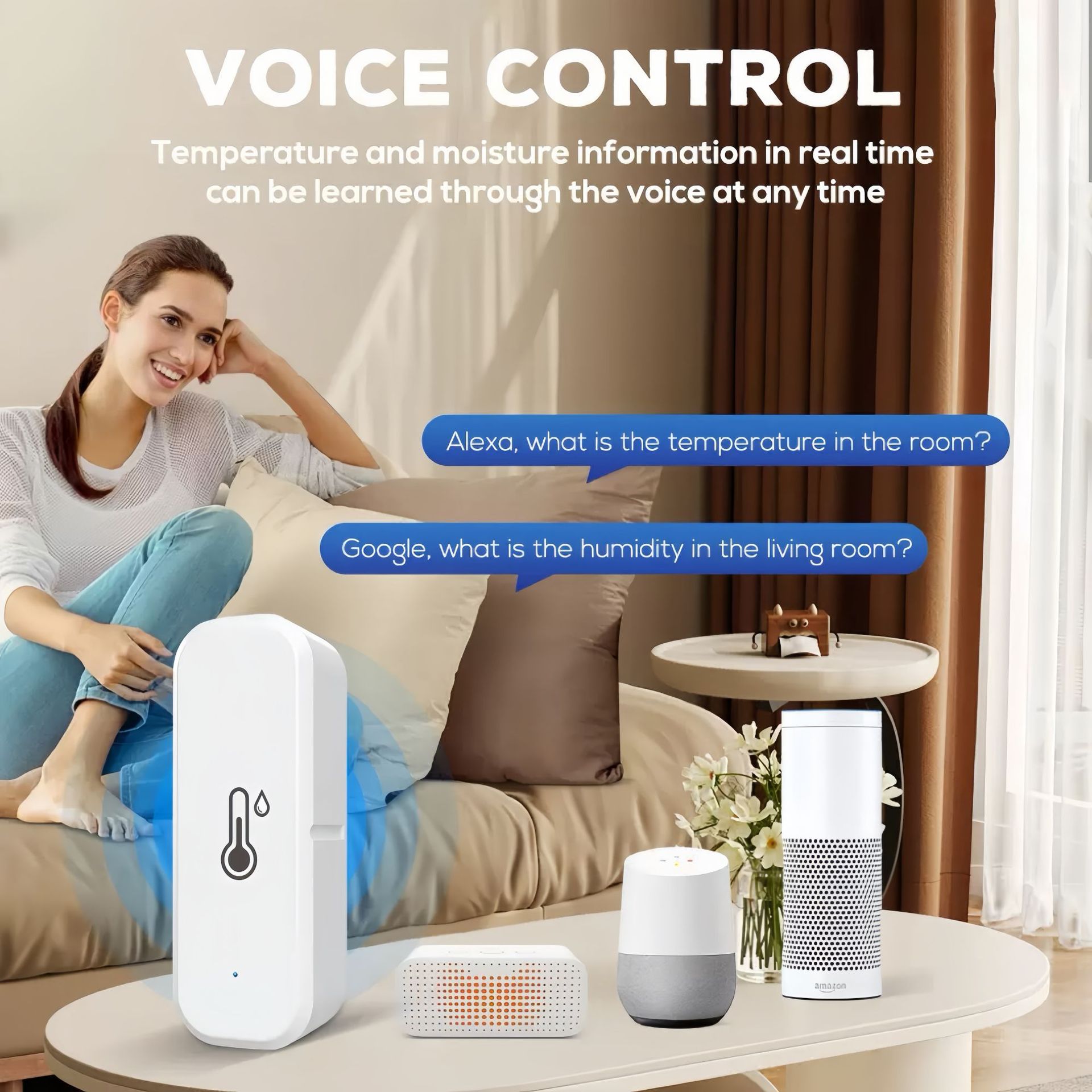 Tuya Wifi Temperature and Humidity Sensor Detector for Home Indoor Wireless Temperature and Humidity Sensing Bluetooth Dual Mode