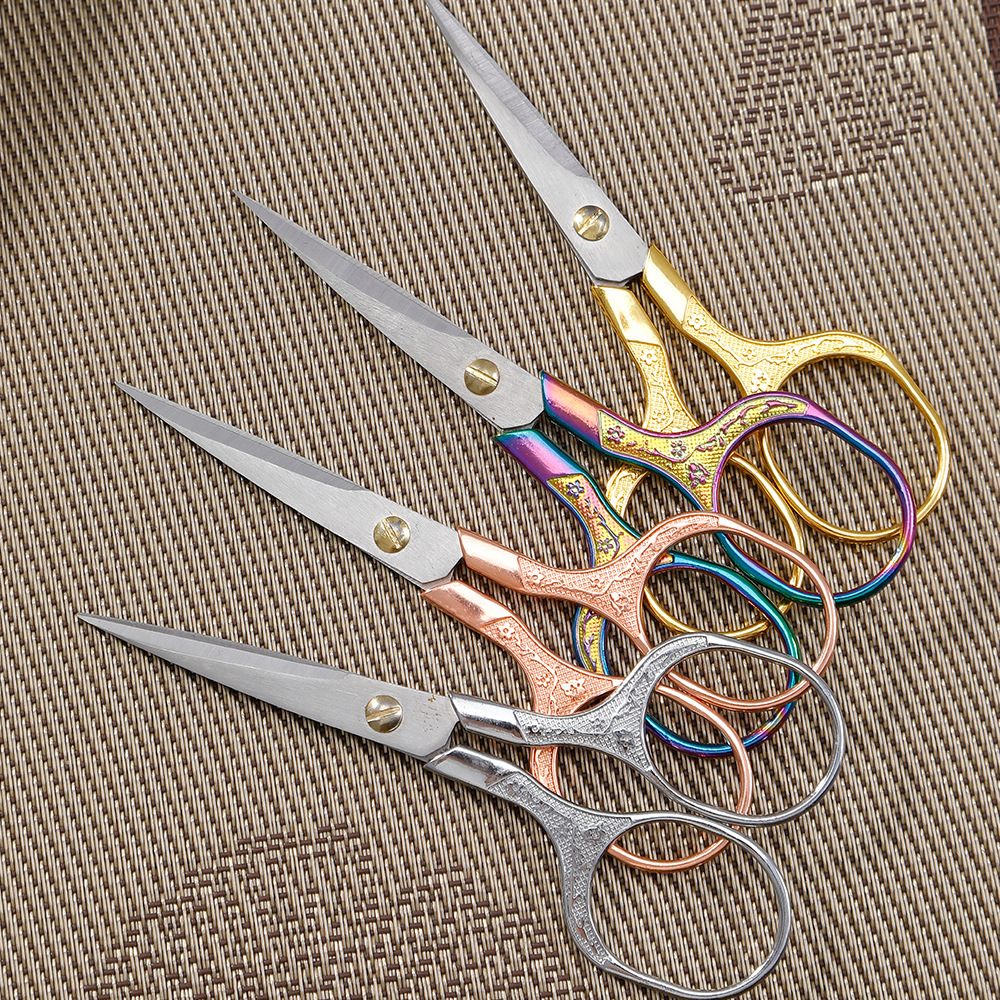 Vintage plum blossom scissors stainless steel household scissors window flower wool embroidery scissors handmade student office scissors