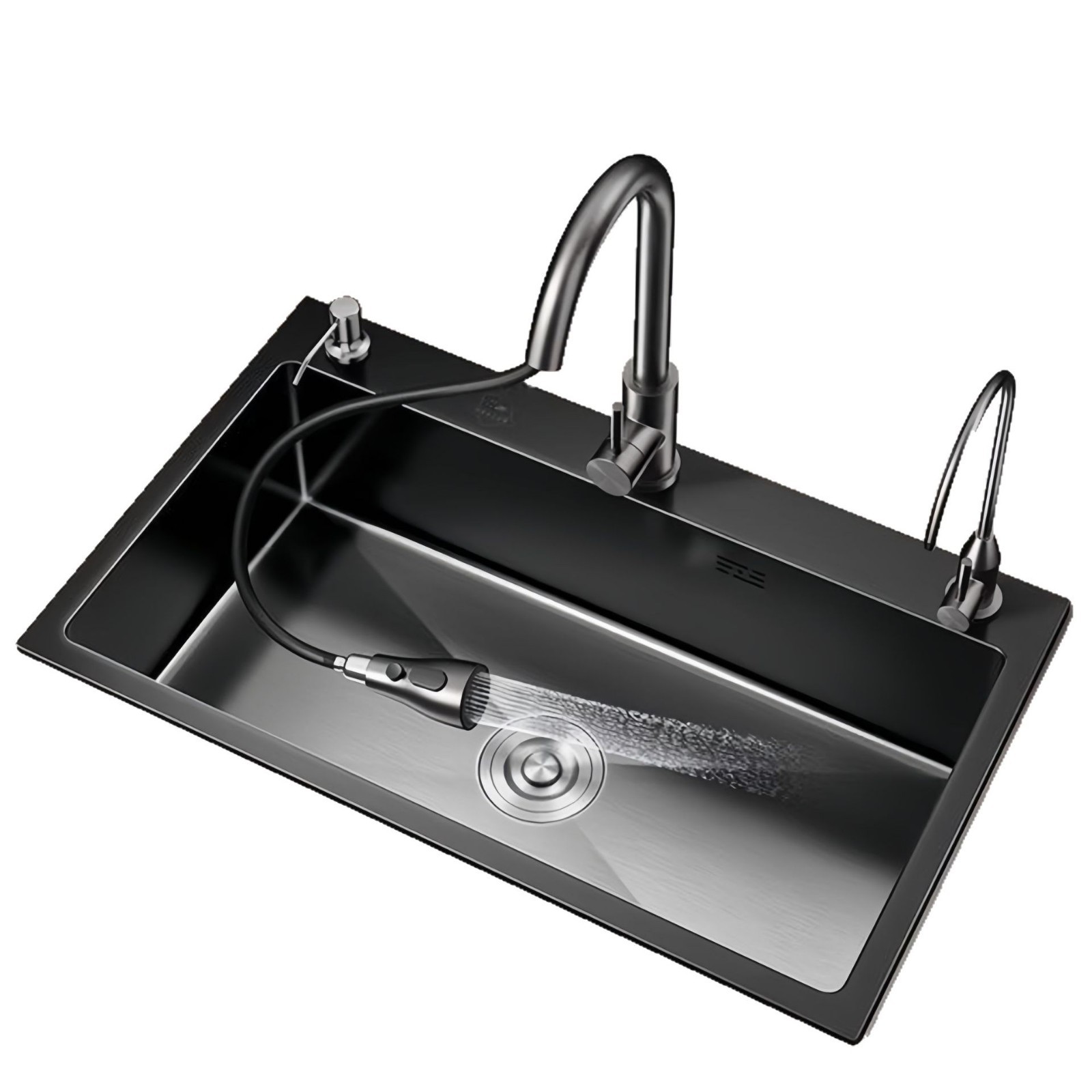 Black King Kong Stainless Steel Kitchen Sink Handmade Single-Slot Household Sink Sink Large Sink Basin