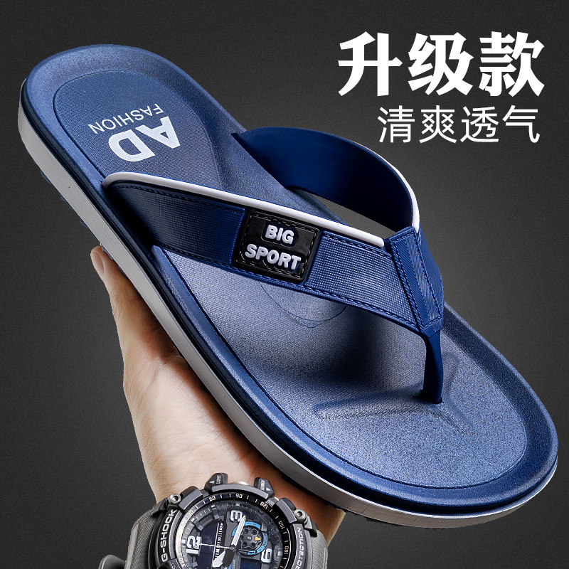 Flip-Flops Men's New Summer Style Non-Slip Flip-Flops Thick-Soled Casual Outer Wear Fashionable Soft-Soled Wear-Resistant Beach Sandals