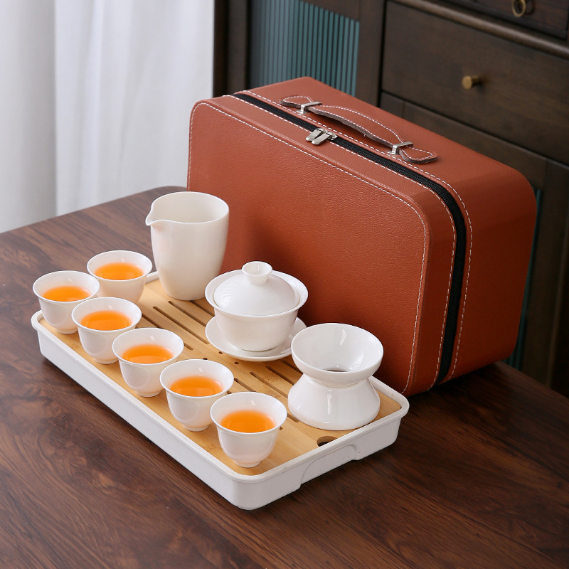 Mat fat jade white porcelain bowl tea set suit holiday business gifts accompanying gifts to customers anniversary logo