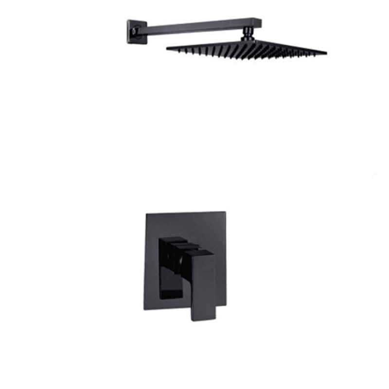 All-Copper Concealed Shower Head Wall-Mounted Single-Function Square Hot and Cold Shower Faucet Shower Set for Wall Installation