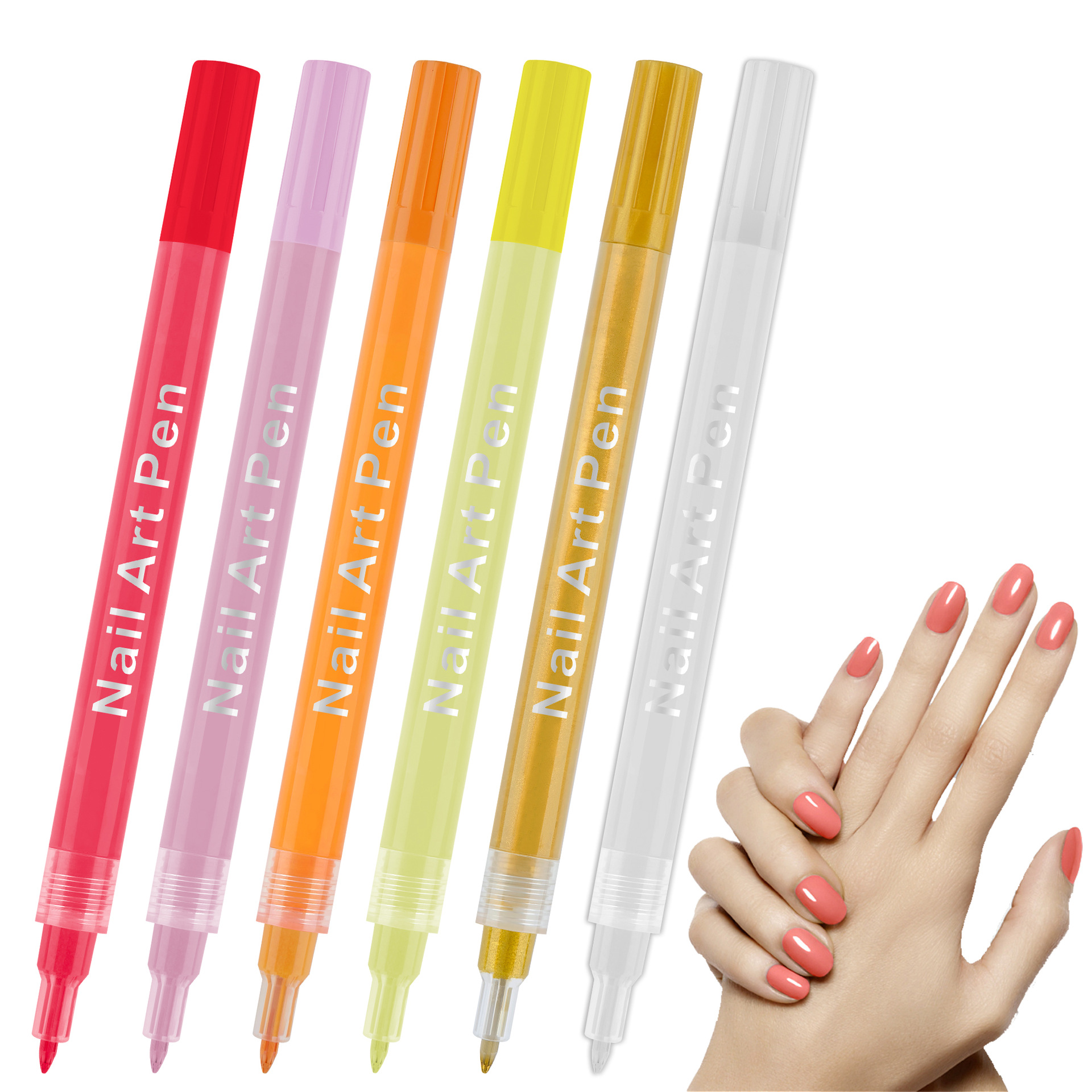 Painted glue nail pen nail pen DIY nail baking-free black and white watercolor smudges brush nail drawing Pen Hook pen