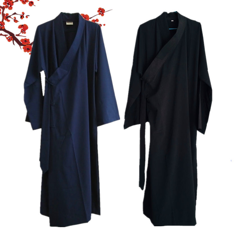 Древний костюм даосской одежды, ряса, пальто, даосские принадлежности, тонкая ряса, длинное платье с наклонным воротником, три чистых воротника