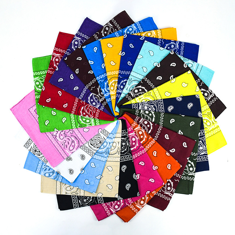 American Retro Polyester Cashew Flower Square Scarf Outdoor Hip-Hop Street Dance Bandana Multi-Functional Magic Headscarf