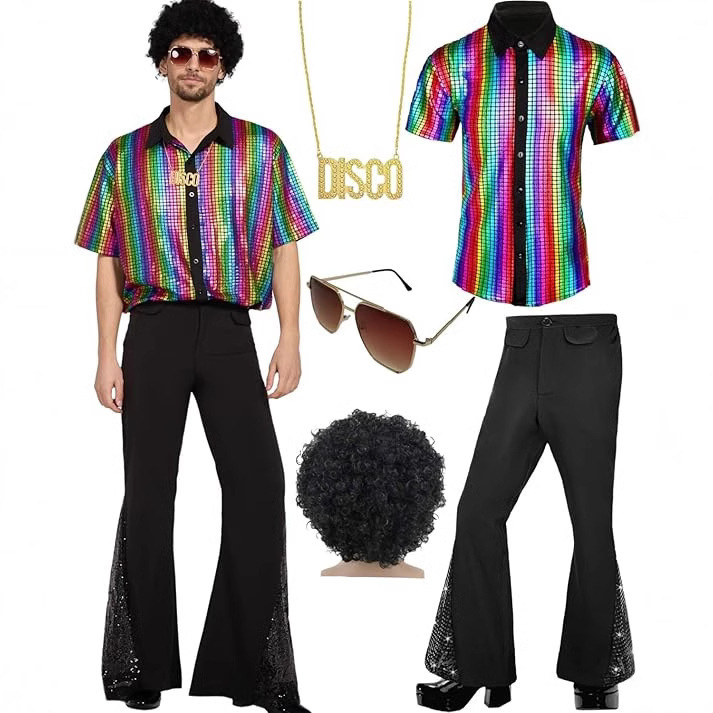 2025 New 70S Boys Classic Casual Retro Glossy Suit Disco Performance Christmas Costume