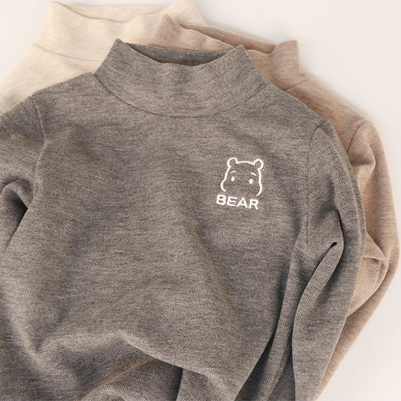 New boys' and girls' half turtleneck warm inner top children's T-shirt long sleeve children's bottoming shirt fashion