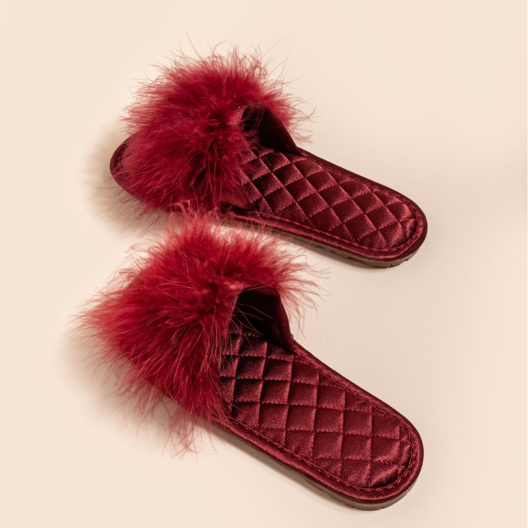 Fairy Style Maomao Slippers Women's New Outer Wear Bridesmaid Sandals with Skirt Feather Bride Wedding Morning Gown Wedding Shoes