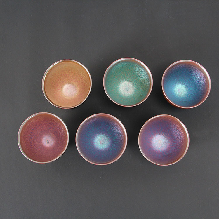 Colorful Gold Candy Cup, Jianyang Tea Cup, Iron胎 Master Cup, Small Tea Cup, Retro Ceramic Cup, Wood Leaf Buddha Lotus Covered Bowl