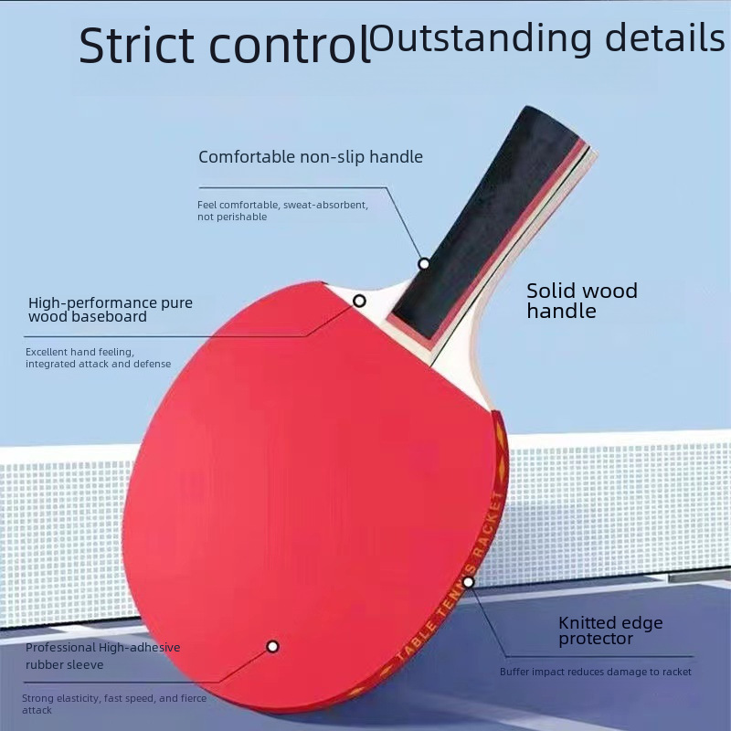 Table tennis racket suit double racket three ball long handle racket genuine goods horizontal racket high elastic positive and reverse glue competition professional grade