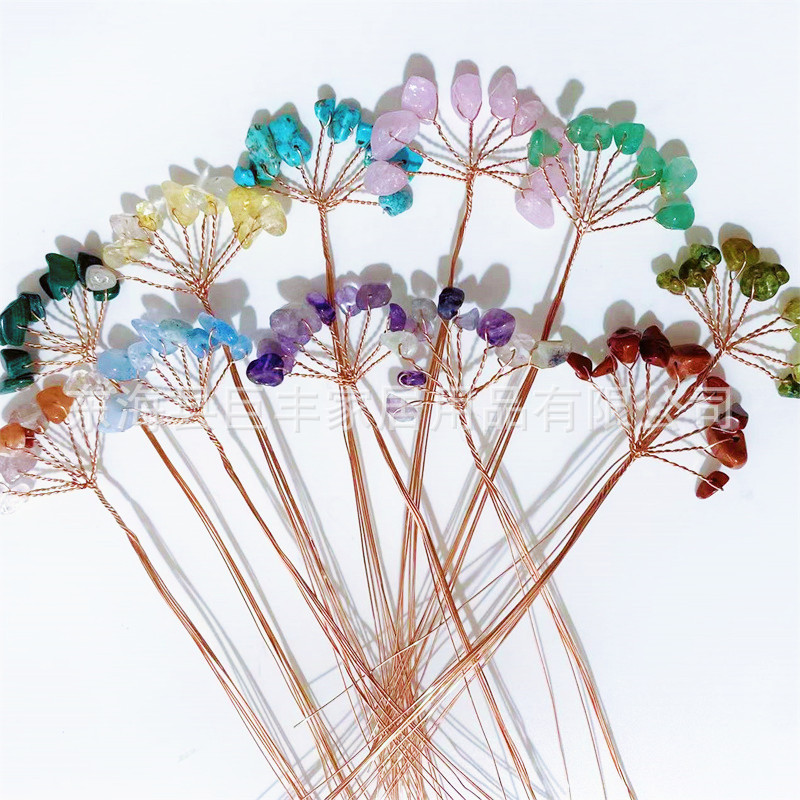 Wholesale Citrine Tree Semi-Finished Products, Irregular Bouquet Materials, Natural Gravel, Copper Wire, Hand-Woven DIY Accessories