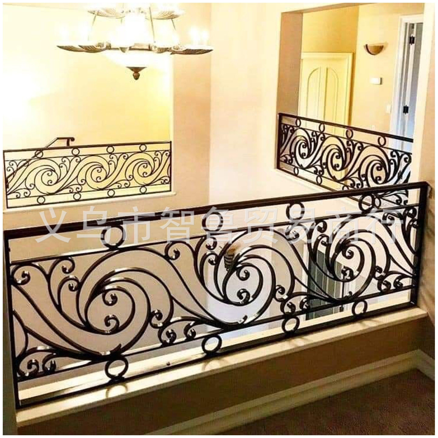 Purely Hand-Forged Iron Staircase Solid Wrought Iron European Style Assembled Guardrail Handrail Accessories
