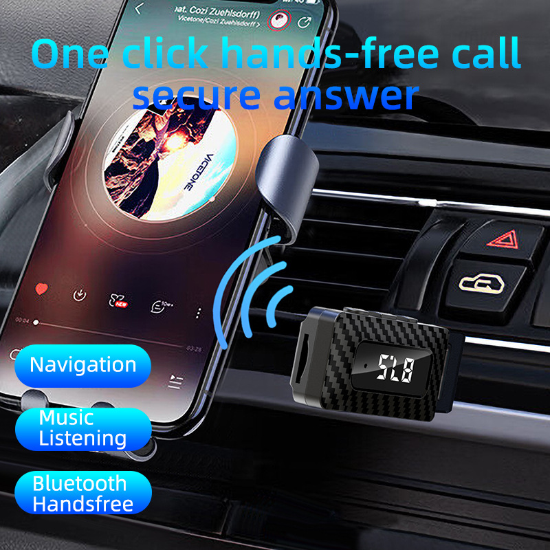 Cross-border new car wireless bluetooth receiver FM transmitter 2-in -1 LED hands-free audio adapter