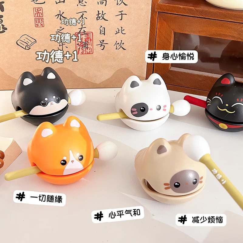 New Stress-Relief Wooden Fish Tapping Meditation Ornament Trendy Emotional Stability Toy Cute Buddhist Birthday Stress-Relief Gadget