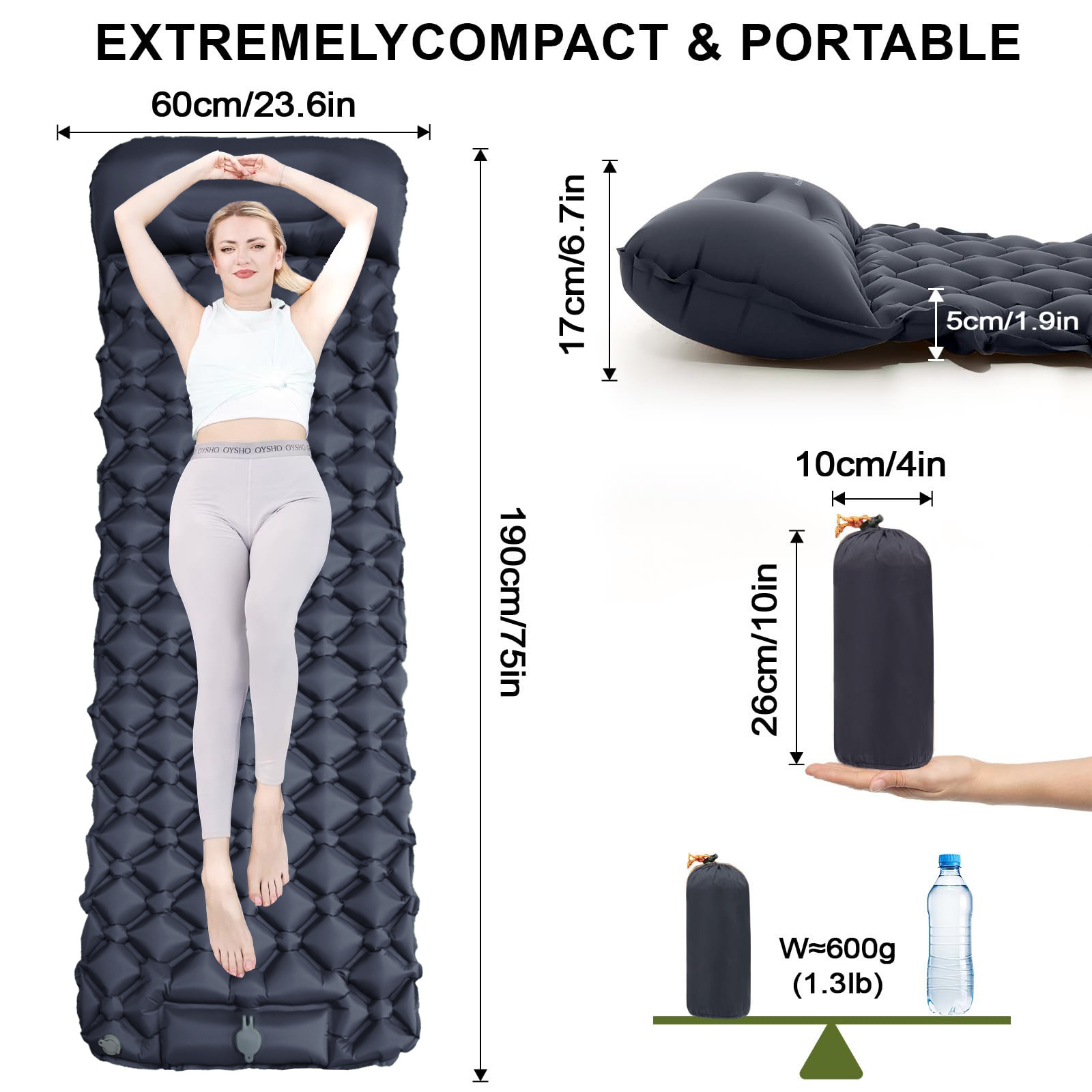 2024 Foot New Single Diamond TPU Inflatable Mat Outdoor Tent Sleeping Mat Ultra Light Portable Five Corner Moisture-proof Mat