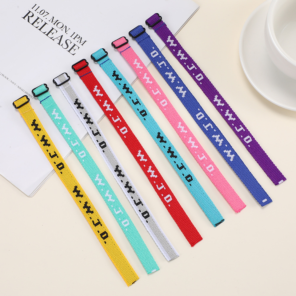Кросс-бордовая WWJD жаккардовая повязка на запястье, унисекс, регулируемая спортивная веревка, полиэстер