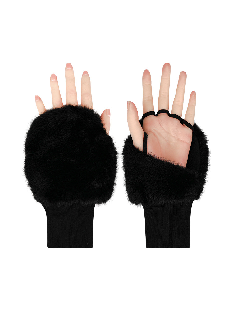 2025 New Golf Gloves Women's Hands Thickened Winter Warm Half Finger White Black Ladies Touch Screen
