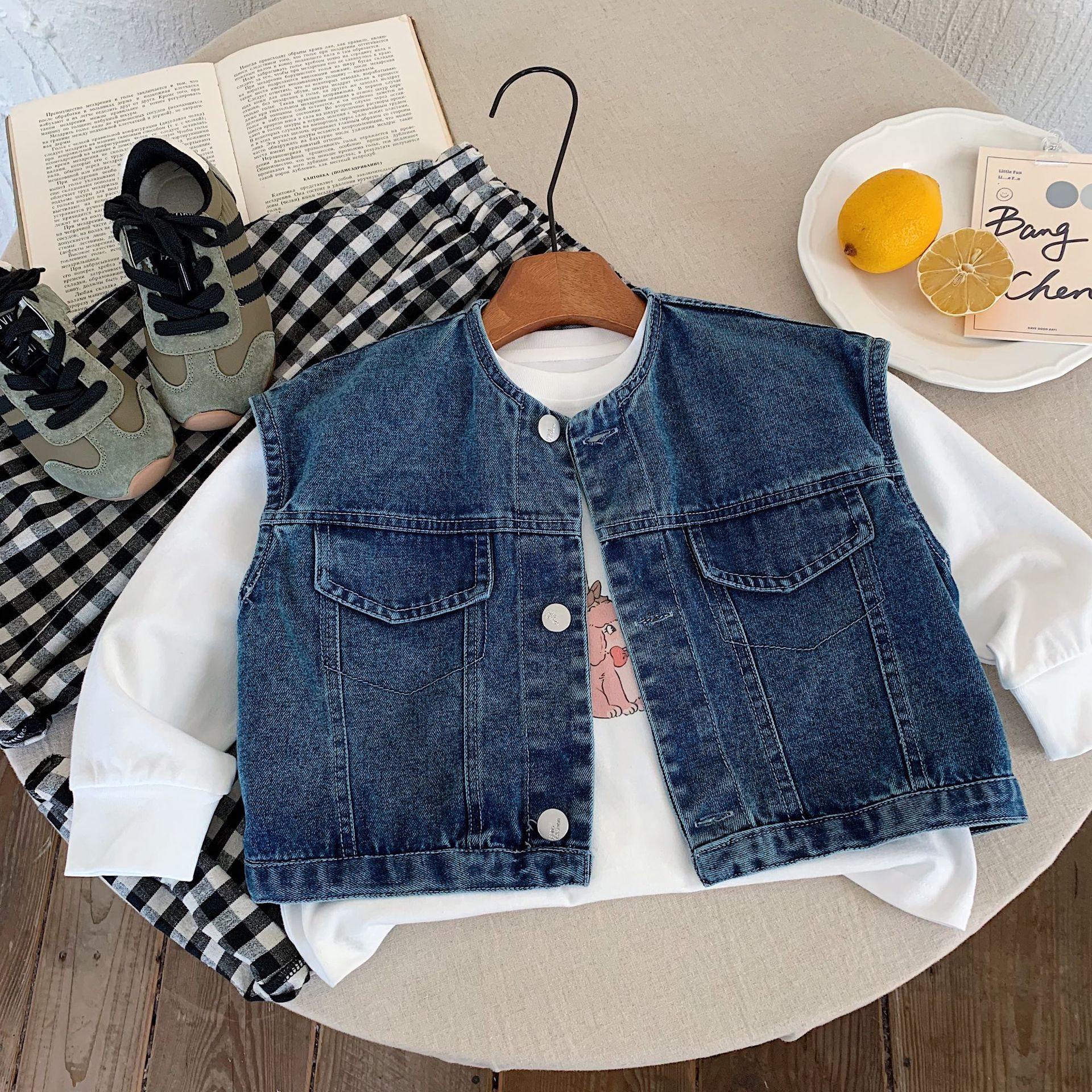 Children's Vest Bangcheng 2025 Autumn New Men's and Women's Baby Sleeveless Denim Clothes Western Style Casual Vest H0059