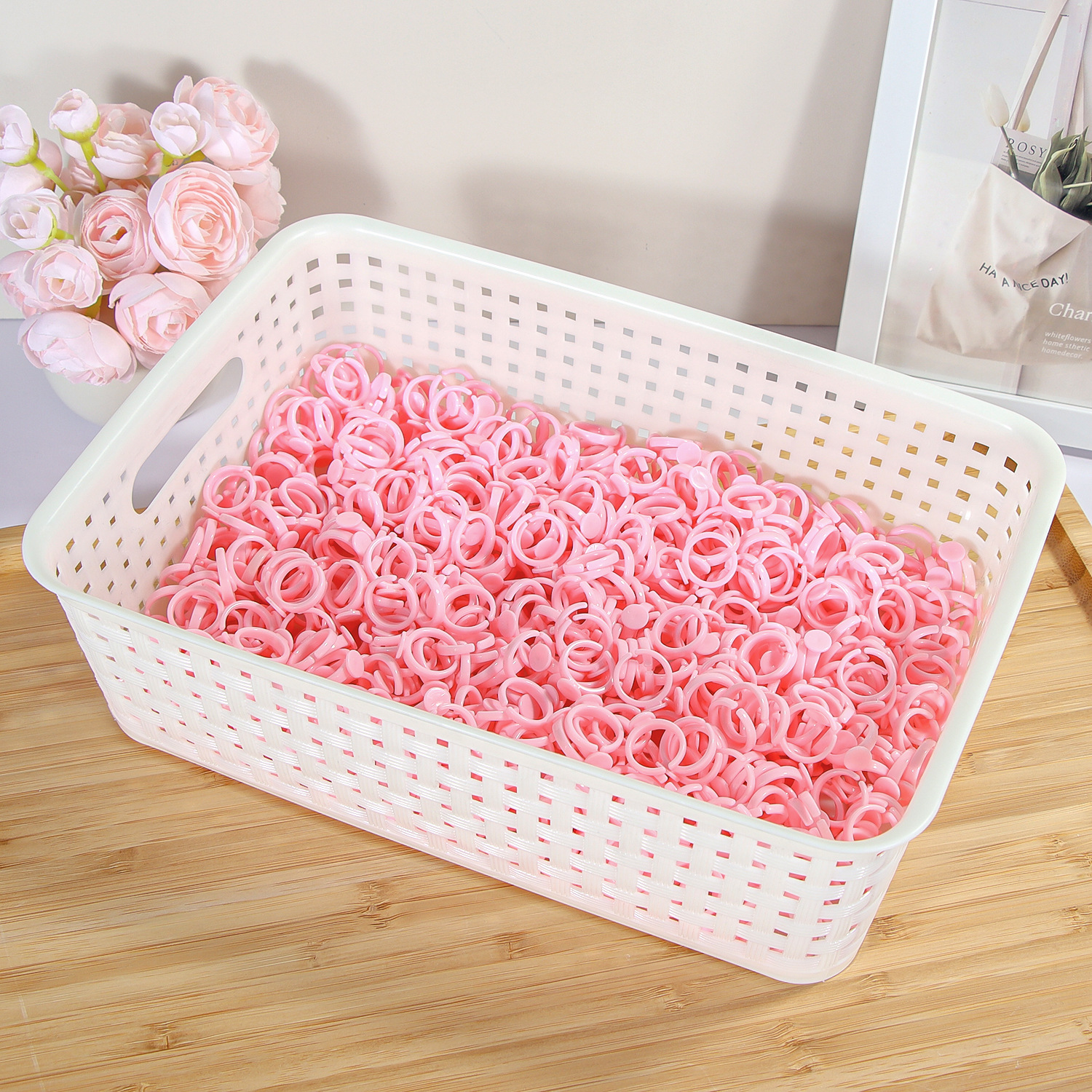 Manufacturer Wholesale Pink Ring Base DIY Semi-Finished Children's Jewelry Accessories Plastic Open Ring Children's Crafts