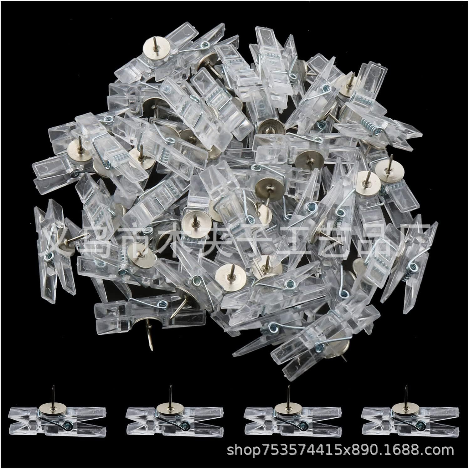 Прямая поставка прозрачных пластиковых маленьких зажимов с булавкой прозрачные зажимы для бумаги для пробковой доски