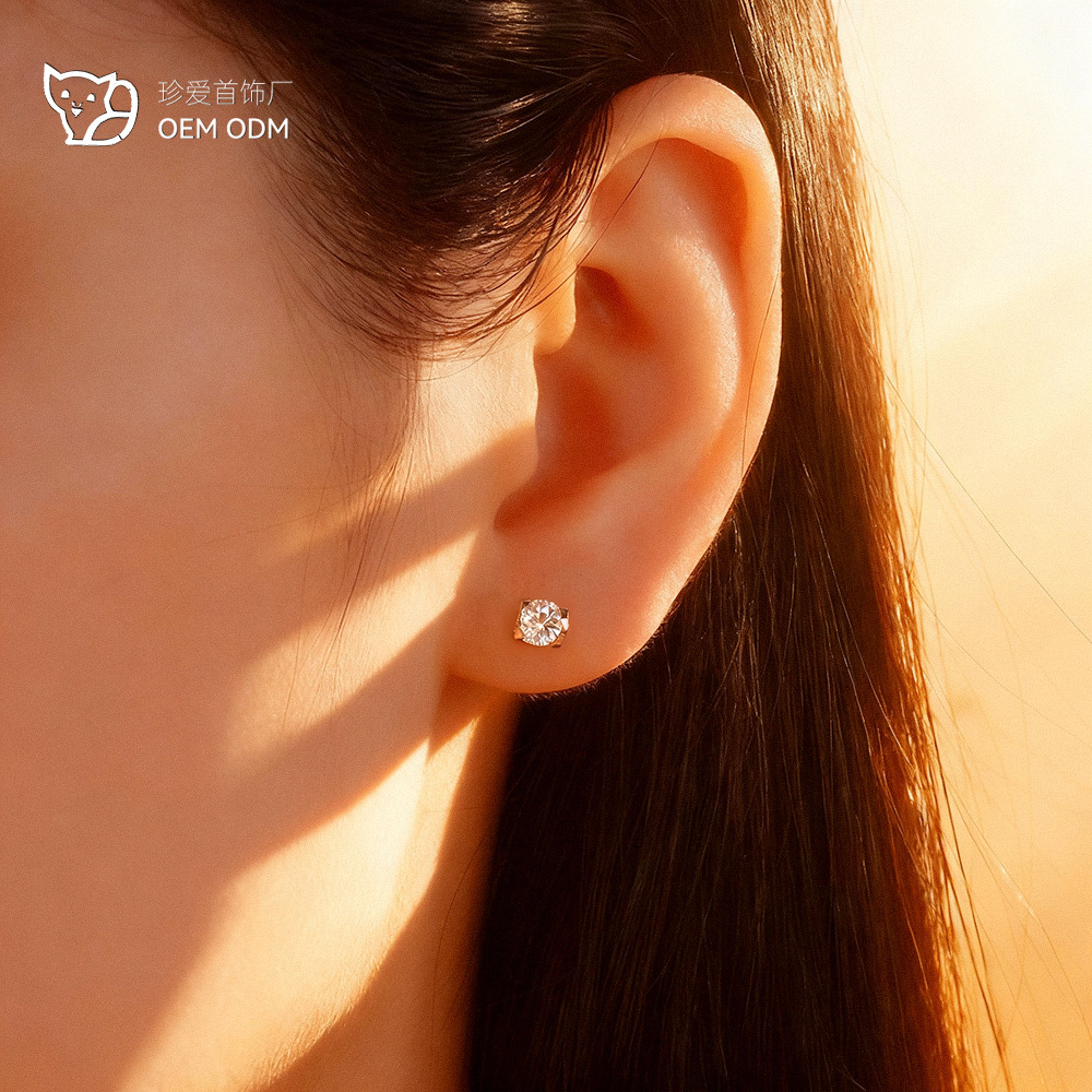 Кросс-бордерные серьги Angel Kiss из 925 стерлингового серебра с моиссанитом, простой легкий люкс, высококачественные женские серебряные серьги