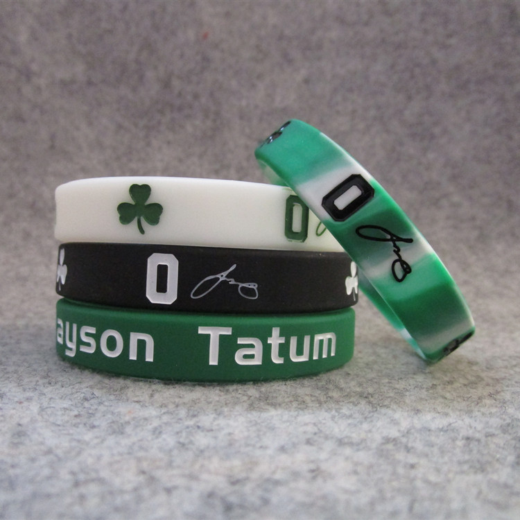 Basketball Star Green Army Celtics No. 0 Tatum Signature Luminous Sports Bracelet Silicone Wristband
