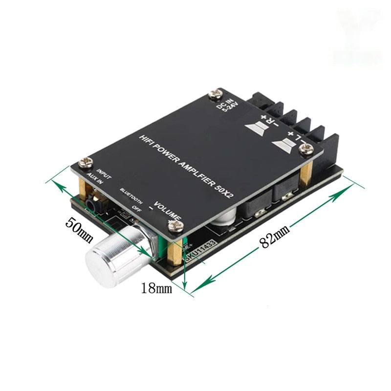 Hifi Level 2.0 Two-Channel Bluetooth Digital Power Amplifier Board Tpa3116 High Power 50Wx2 Stereo Audio Amplification