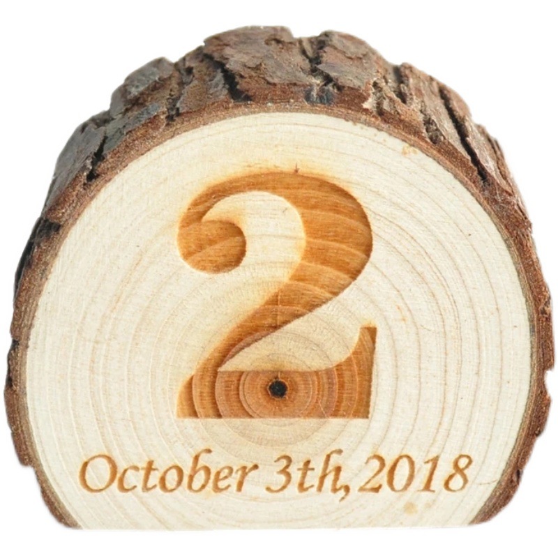 Personalized Creative Wooden Seat Number Plate Log Tree Stump Carving Anniversary Decoration Customized Wedding Birthday Gift