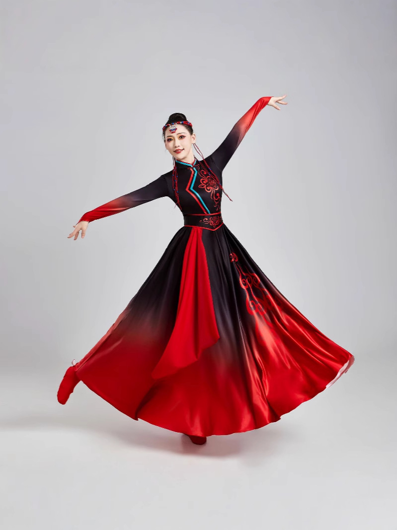 New Mongolian Dance Costume Performance Clothing for Women Modern Ethnic Style Inner Mongolia Grassland Dance Costume Summer Long Style