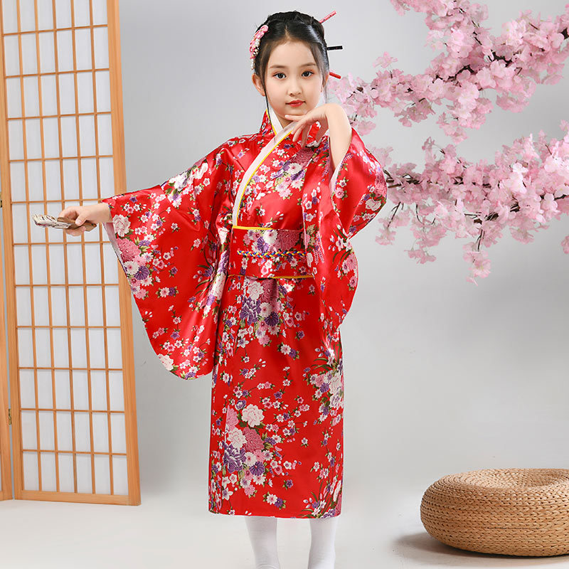 New Girls Kimono Japanese Traditional Improved Printed Cardigan Pajamas Robe Small Flower Formal Kimono Suit Dropshipping
