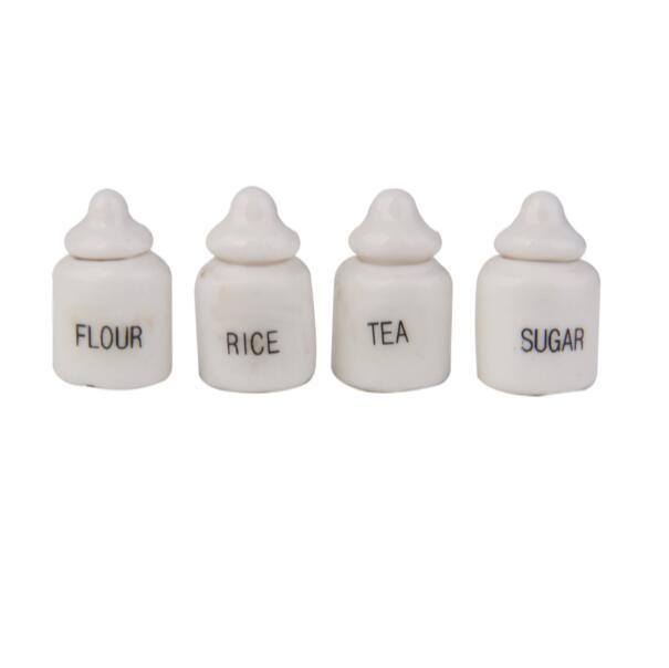 1:12 домик для кукол, модель симуляции, белые контейнеры с приправами, 4 комплекта декора для кухни и ресторана