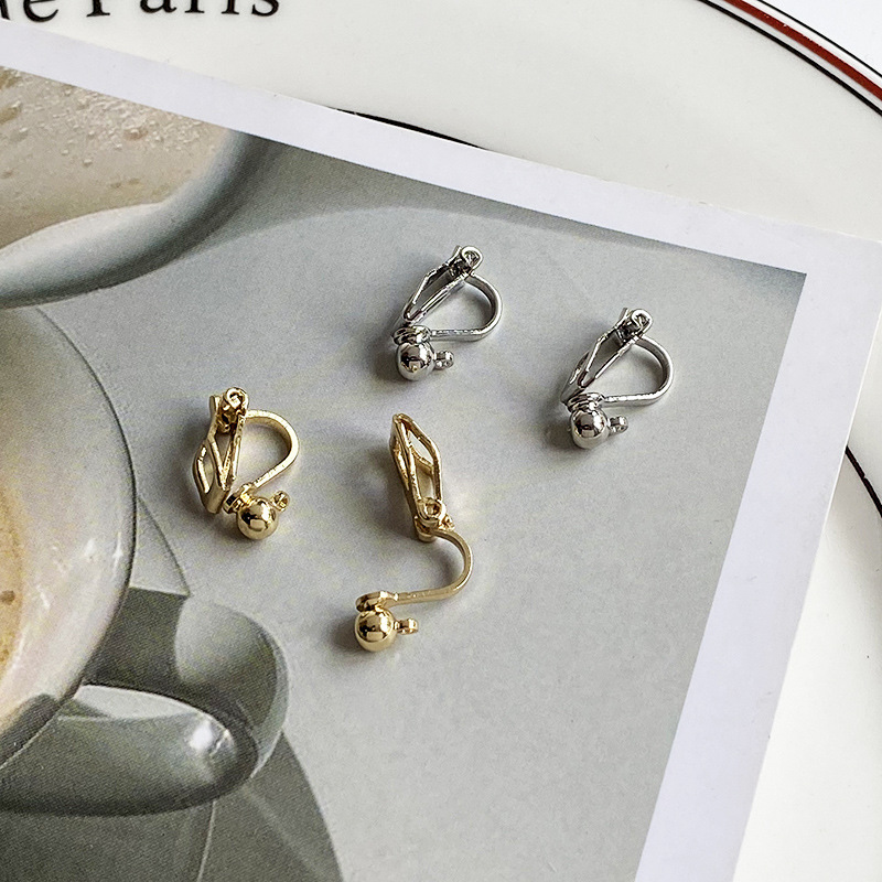 Gold and silver small gold beans adjustable elastic earrings cushion clip mosquito incense plate ear clip finished semi-finished earrings accessories