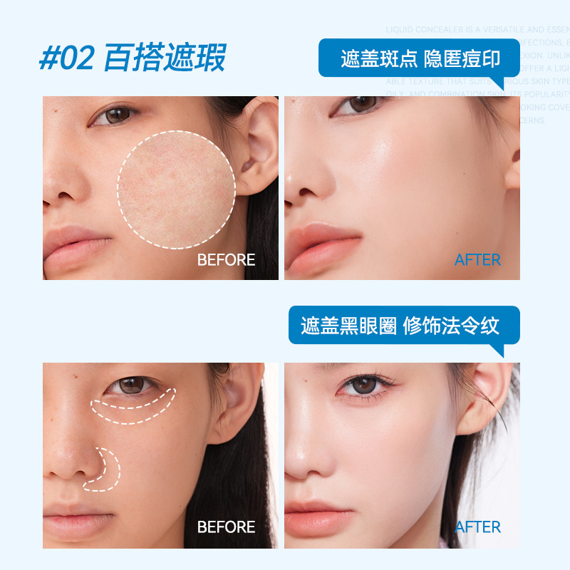 Feilinka Concealer Cream Pen Moisturizes and Brightens Tear Troughs, Covers Spots, Dark Circles, Acne Marks, and Contours Without Easy Makeup Removal