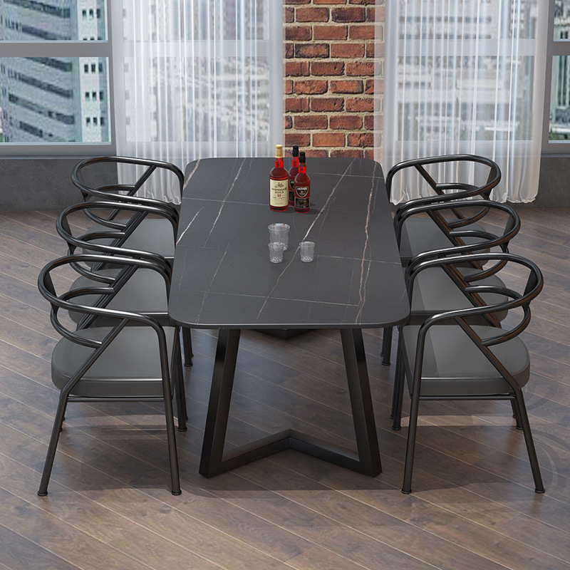 Industrial Style Iron Slate Dining Table Bistro Music Bar Coffee Western Restaurant Milk Tea Shop Light Luxury Fashion Tables and Chairs